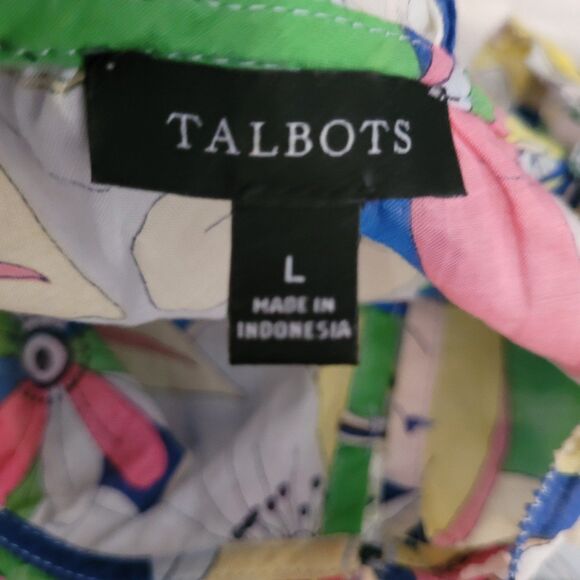 Talbots Top Womens Size Large Floral Popover Ruffle Collar Cotton - Picture 6 of 8